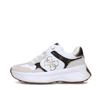 GUESS SCARPA DONNA RUNNER LUCKEI 4G LOGO WHITE BROWN FLPLUC 125