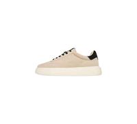 GUESS Scarpe sportive, camoscio beige con dettagli neri, piattaforma bianca, beige, 40 EU