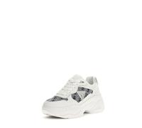 GUESS Scarpe sportive con plateau, bianco e blu, dettaglio glitter argento, bianco e blu, 41 EU