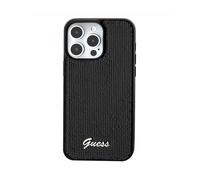GUESS Sequin Script Metal Custodia per Apple iPhone 15, Nero