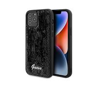 GUESS Sequin Script Metal per Pro COVER per Apple iPhone 12, Nero