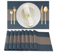 Guess Set di 8 Tovagliette Americane Lavabile, Tovagliette Colazione in 70% PVC e 30% Poliestere, Plastica Tovaglietta Americana Antiscivolo e Resistente Calore per Cucina Ristoranti(45x30cm, Blu)