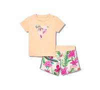 GUESS Set di abbigliamento coordinato con T-shirt a manica corta e pantaloncini sportivi per neonate, Sorbetto di mandarino, 6 Mesi