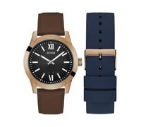 GUESS Set di orologi analogici color oro rosa e nero, Cinturini intercambiabili/Tonalità oro rosa/Blu, misura unica, Classico