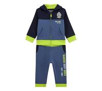 GUESS Set felpa con cappuccio e pantaloni della tuta a maniche lunghe in pile ecologico per bambini, Umore Blu, 12 mesi