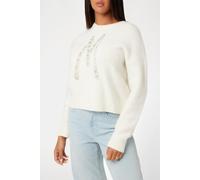 GUESS Sibilla Cn Logo Swtr Pale Pearl Taglia: XS | Maglioni a maglia Outlet | Donna | Bianco