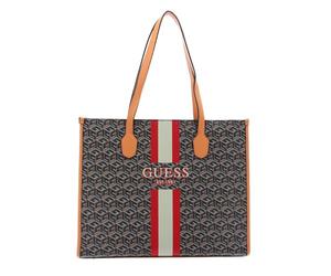 GUESS Silvana Girlfriend Tote Black Logo/Cognac