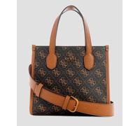 GUESS Borsa donna Silvana Mini – Manico, pattina, tracolla staccabile – Cioccolato Marrone