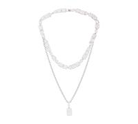 GUESS Silvertone - Collana con ciondolo a strati in cristallo trasparente, taglia unica, in metallo, pietra di vetro