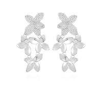 GUESS Silvertone cristallo pietra floreale lineare orecchini pendenti