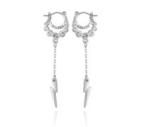 GUESS Silvertone cristallo pietra fulmine orecchini lineari Huggie goccia