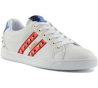 GUESS Sintetico Logo Oro Borchie Donna Trainer Bianco Navy e Rosso EU 36-42