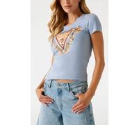 Guess Ss Triangle Flowers Tee T-Shirt M/M Nimbus Blue Donna W5YI08J1314-A70Q