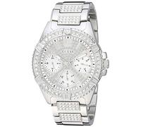 GUESS Stainless Steel Crystal Watch with Day, Date + 24 Hour Military/Int'l Time. Color: Gold-Tone (Model: U1156L1)