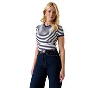 GUESS T-shirt a righe, Blu e Bianco annerito, L