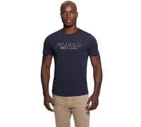 GUESS Men's Eco Basic Velvet Logo Tee, Smart Blue