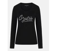 GUESS T-Shirt Donna Ragazza Manica Lunga Logo Strass Maglia Casual