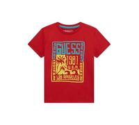 GUESS T-Shirt Eco a Manica Corta Bambino, Rosso Piccante, 4 anni