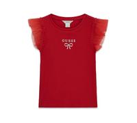 Guess T-shirt Eco a maniche corte a costine da bambina W/Mesh, Rosso peperoncino, 6 anni