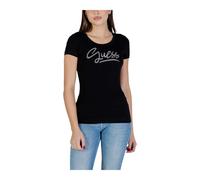 Guess - T-shirt Girocollo a Maniche Corte in Cotone - - Tops - Donna - Nero - S