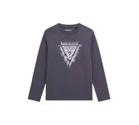 GUESS T-Shirt Maglietta Manica Lunga Ragazzo 10 Anni - 140 cm Color Grigio con Logo Centrale