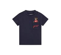 Guess - T-Shirt Neonato, Cotone Organico, Mezza Manica, Tessuto Tinta Unita, Taschino con Simpatico Ricamo al Petto Blu Blu G7V2