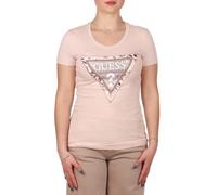 GUESS Maglietta 'CHEETA' beige / rosa pastello / argento / offwhite, Taglia S