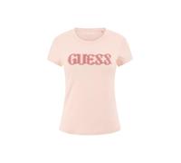 Guess Maglietta da Donna a Maniche Corte con Logo degradato Eco Glitter, Nero Corvino, L
