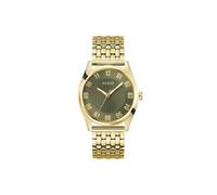 Guess Tate GW0895G2 - Orologio da polso da uomo, analogico, al quarzo, in acciaio inox, 42 mm, colore: oro, 5 bar, colore: Verde,