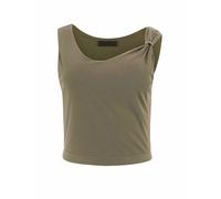 GUESS Top da donna a maniche corte Eco Aimee Jewel Drap Top, Verde muschiato, S