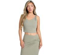 GUESS Top da donna a maniche corte Eco Aimee Jewel Drap Top, Verde muschiato, L