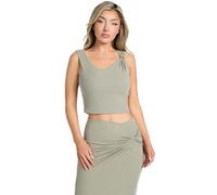GUESS Top da donna a maniche corte Eco Aimee Jewel Drap Top, Verde muschiato, S