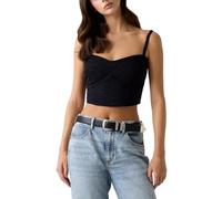Guess Top da donna Eco a maniche corte Sharon con occhielli, Nero corvino, S