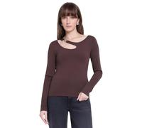 Guess Top da Donna Eco a Maniche Lunghe Eleanor con Fibbia, Marrone Regale, L