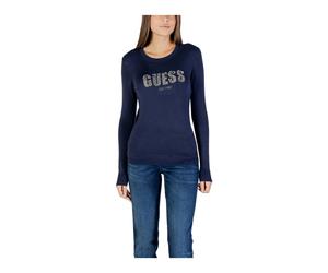 Guess, ,Tops ,Donna ,Blu ,S Maglia Blu con Dettagli in Strass