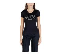 Guess, ,Tops ,Donna ,Nero ,M Magliette Nera Stampata a Manica Corta