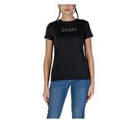 Guess, ,Tops ,Donna ,Nero ,M Rhinestone Logo Tee Short Sleeve
