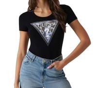 GUESS T-Shirt Donna Triangle Flower Tee Nero ES25GU12 W5RI00J1314 JBLK M