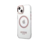 Guess – Custodia rigida CG MOBILE per iPhone 14 Plus, contorno bianco/blu, compatibile MagSafe
