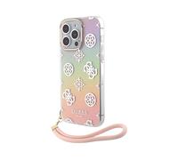 CG MOBILE Guess - Custodia per iPhone 15 Plus Iridescente IML con cordino rosa, antigraffio, custodia rigida confortevole e resistente, con porte accessibili, assorbimento degli urti