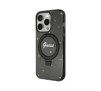 GUESS TPU Stand ad Anello COVER per Apple iPhone 15 Pro, Nero