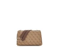 GUESS Noelle II Convertible Xbody Flap Bag Latte Logo / Brown