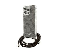 GUESS Tracolla e stampa 4G CUSTODIA CON CORDINO per Apple iPhone 15 Pro Max, Marrone