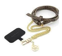 Guess tracolla rimovibile PU 4G & catena con ciondolo (oro e marrone)
