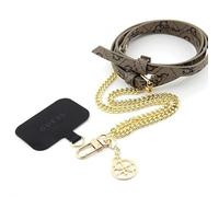 Guess tracolla rimovibile PU 4G & catena con ciondolo (oro e marrone)