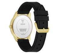Guess Clark GW0957G2 - Orologio da polso da uomo, in acciaio inox, 42 mm, cinturino in silicone nero, 3 bar, colore: Oro