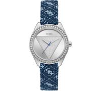 GUESS TRI GLITZ W0884L10 Orologio elegante da donna in pelle denim e zirconi