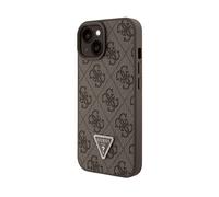GUESS Triangle Diamond 4G Cover per Apple iPhone 15 Plus, Marrone