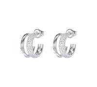 Orecchini da donna di Guess. Gioiello realizzato in acciaio di colore rodio. Orecchini a cerchio jungle pavé, misura 15mm. Misura gioiello: T/U. La referenza è JUBE05197JWRHT/U