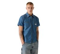 GUESS Uomo Camicia Manica Corta M6GH09D5NY3 Cotone Blu Medio XL